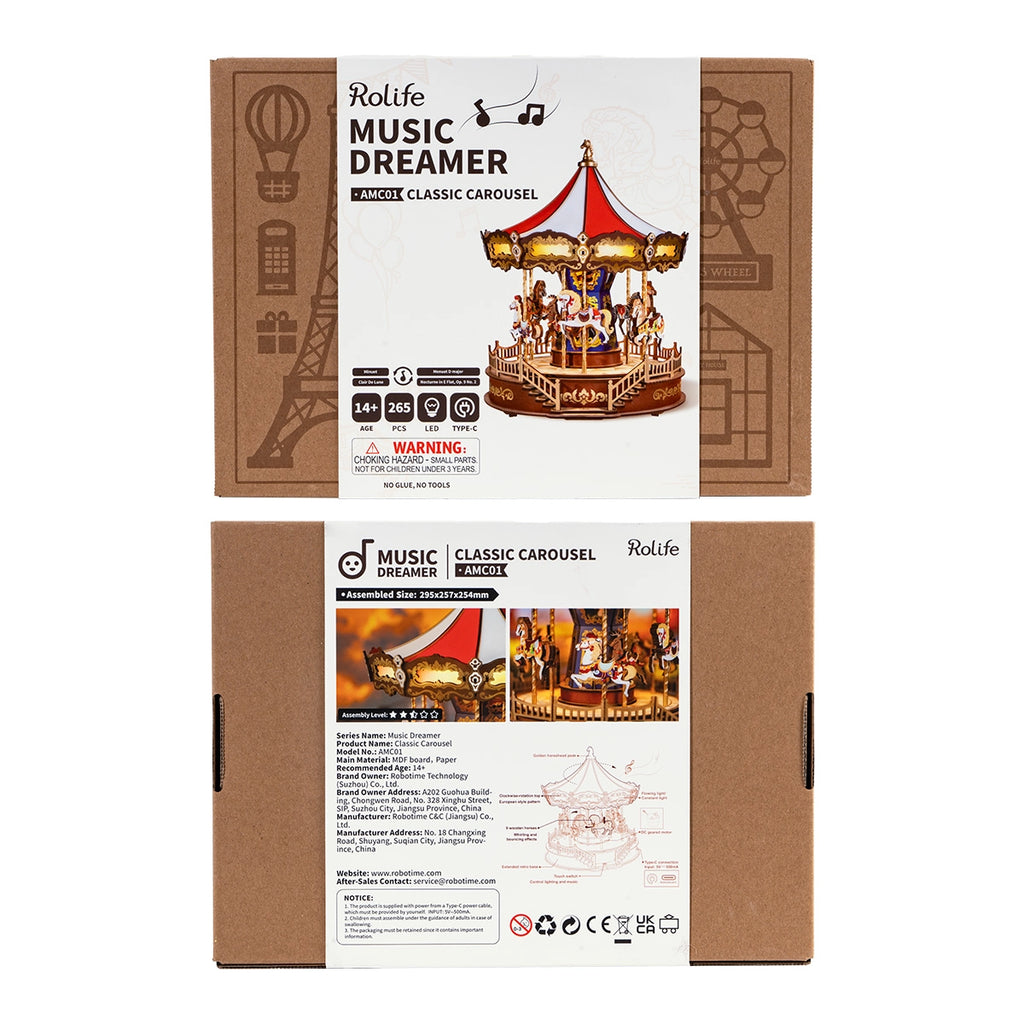 Rolife 3D Wooden Puzzle - Classic Carousel AMC01