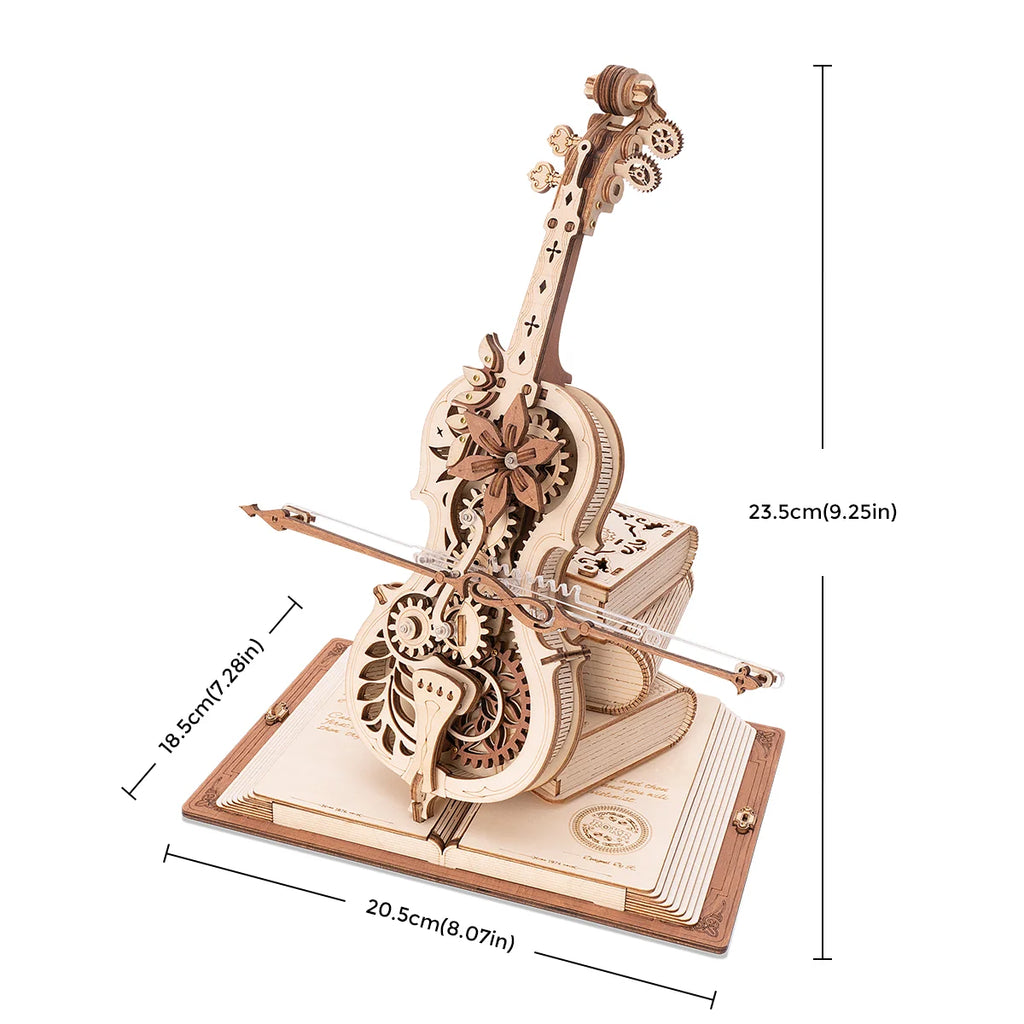 Rolife Magic Cello Mechanical Music Box 3D Wooden Puzzle AMK63