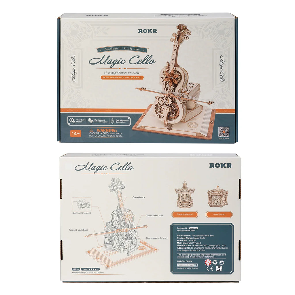 Rolife Magic Cello Mechanical Music Box 3D Wooden Puzzle AMK63