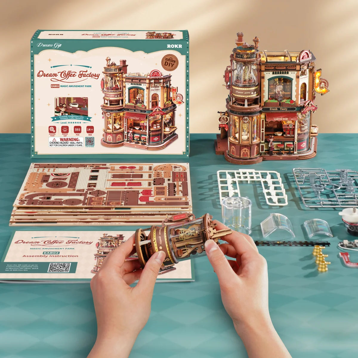 Rolife Dream Coffee Factory Music Box Wooden 3D Puzzle EAB02