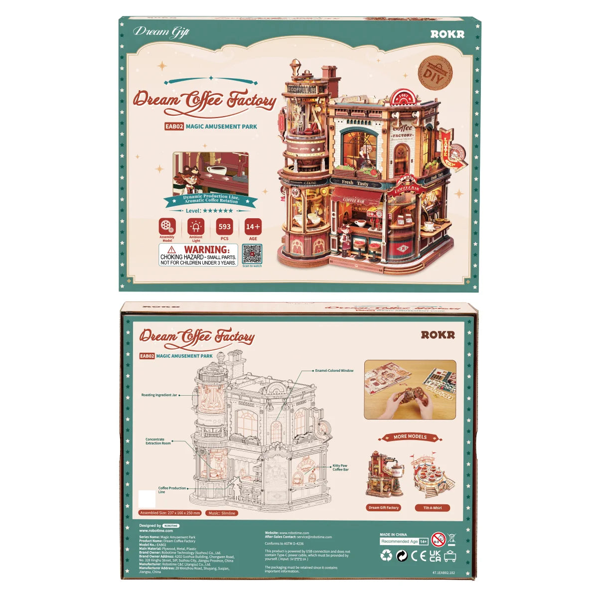 Rolife Dream Coffee Factory Music Box Wooden 3D Puzzle EAB02
