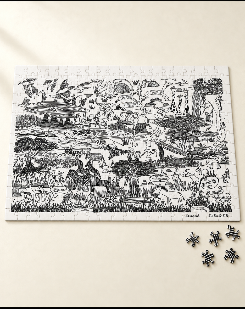 adot x Tintin and Tito "Savannah"  300 Pieces Jigsaw puzzle