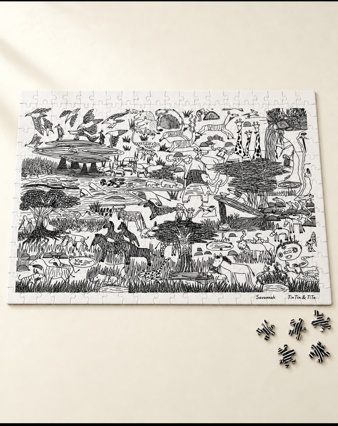 adot x Tintin and Tito "Savannah"  300 Pieces Jigsaw puzzle