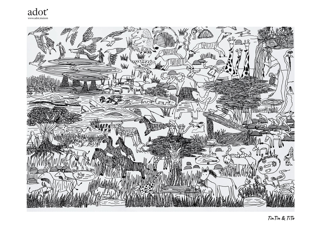 adot x Tintin and Tito "Savannah"  300 Pieces Jigsaw puzzle