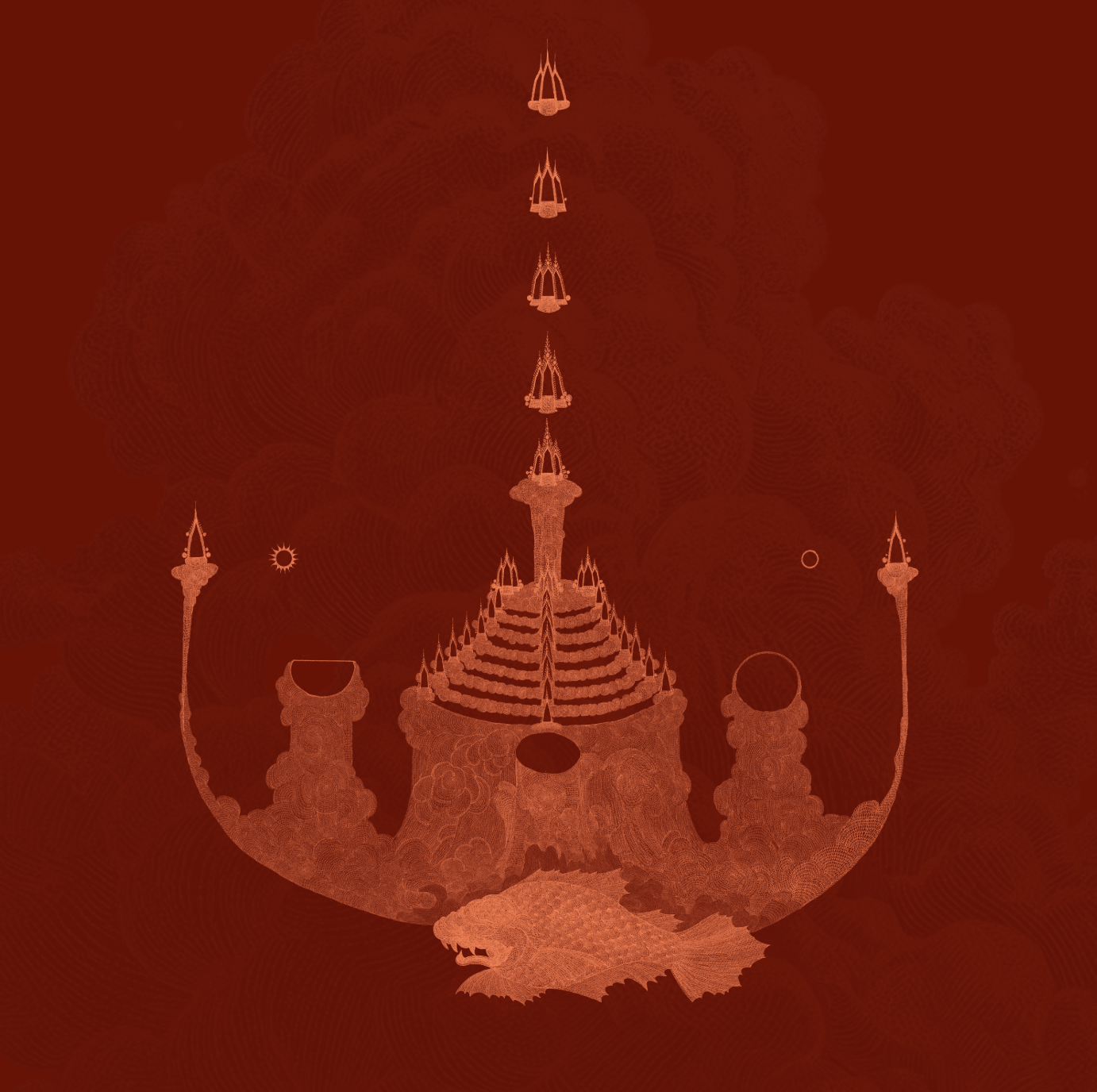 Weaving the Celestial Realm: The Mandala (Art print) by Teerapon Sisung