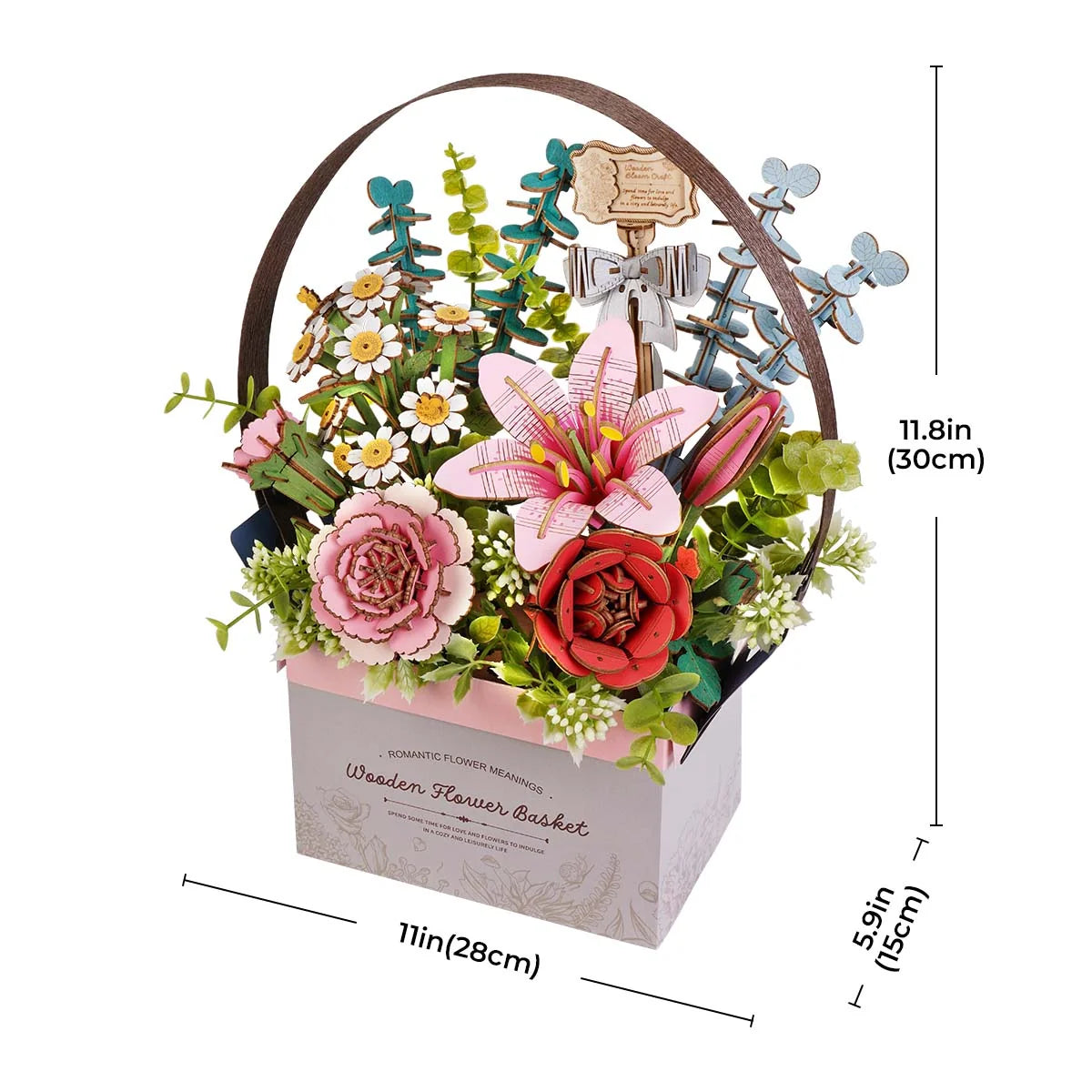 Rowood DIY 3D Puzzle - Wooden Flower Basket TW03H