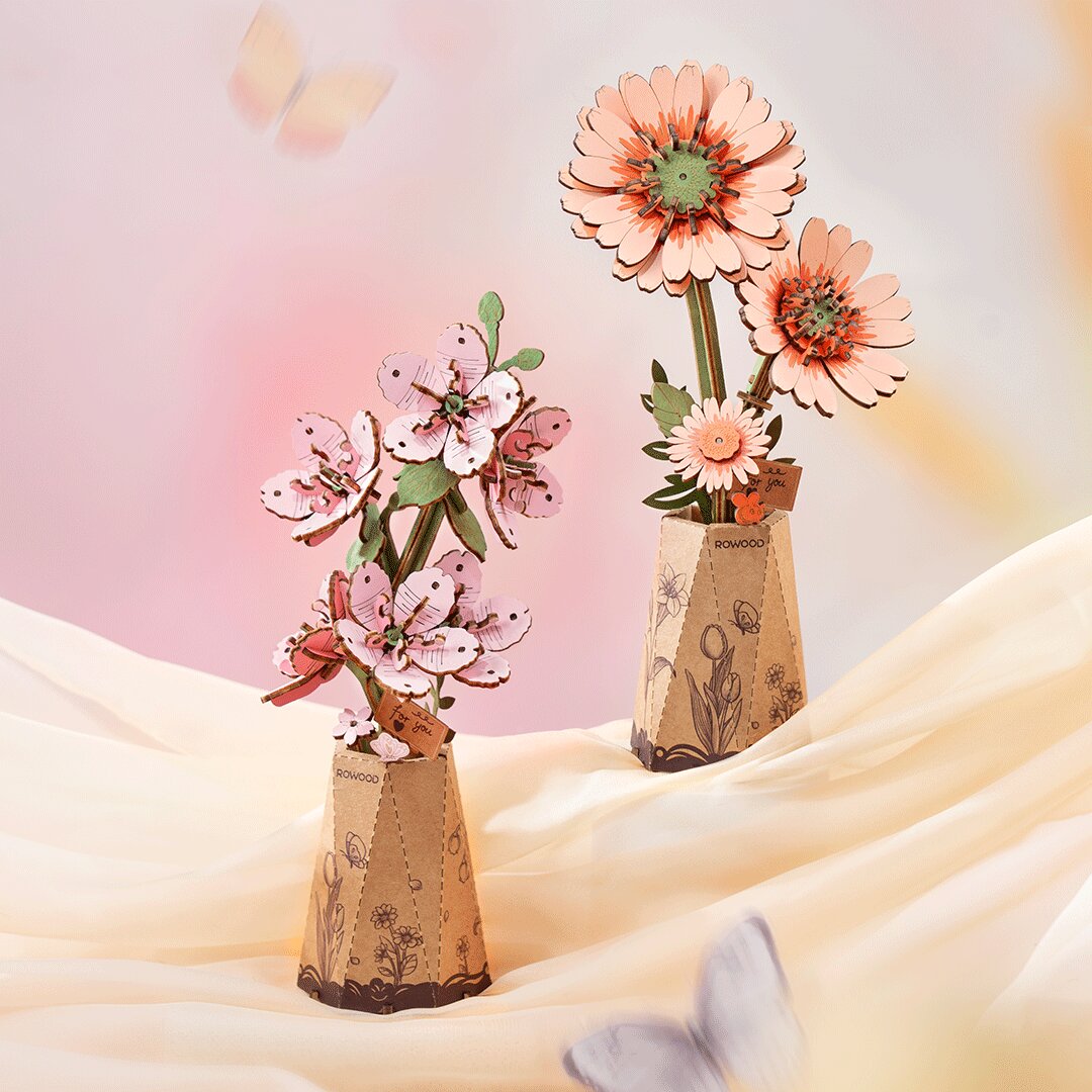 Rowood DIY Wooden Light Orange Gerbera TW111