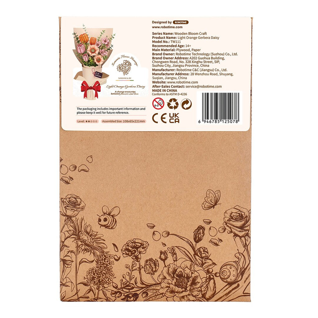 Rowood DIY Wooden Light Orange Gerbera TW111
