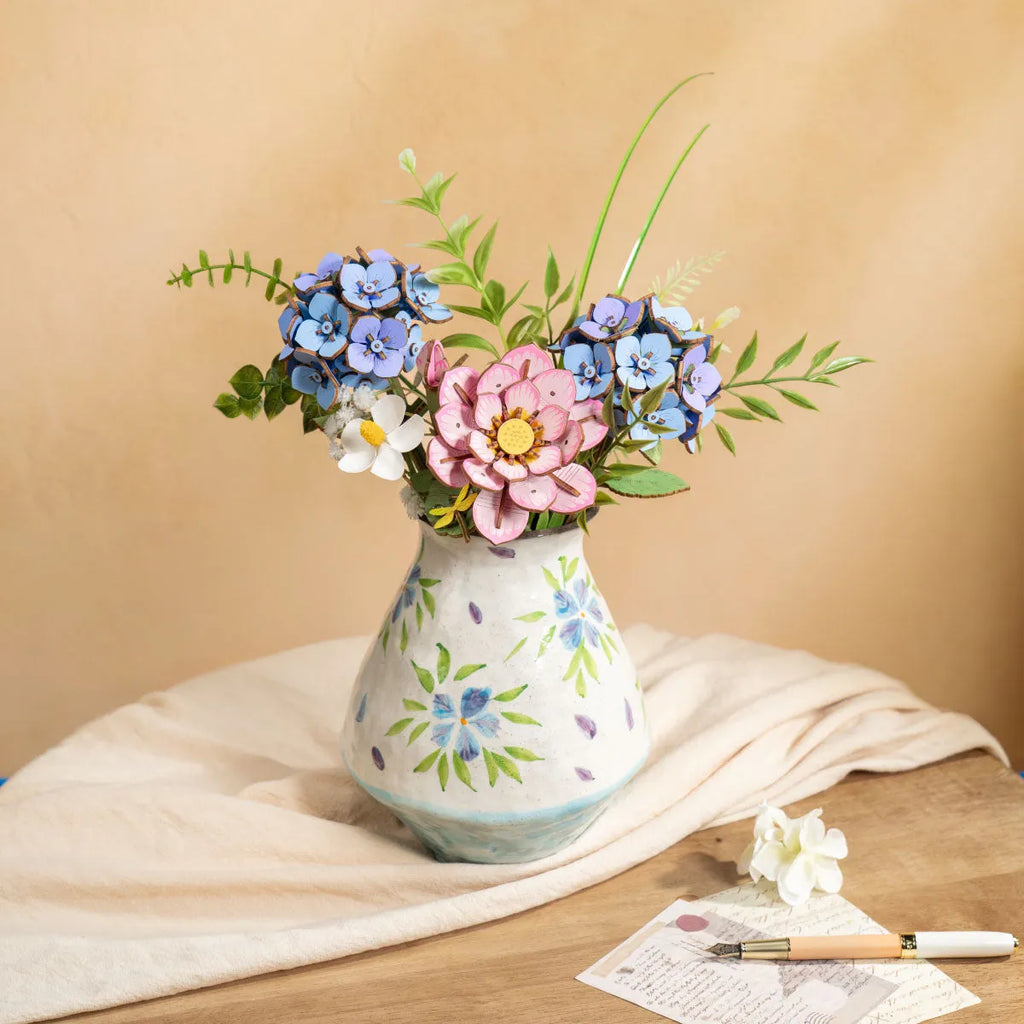 Rowood Blue Hydrangea DIY Flower Wooden 3D Puzzle TW141