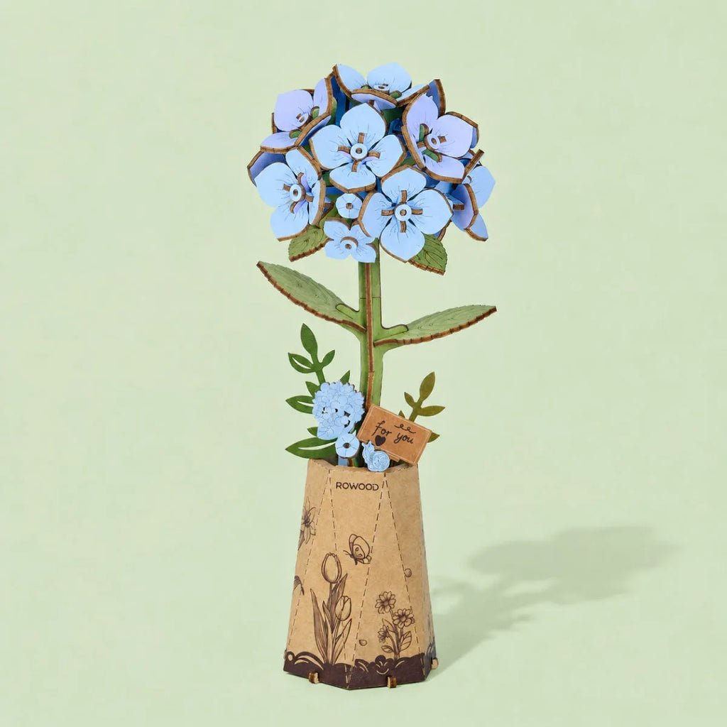 Rowood Blue Hydrangea DIY Flower Wooden 3D Puzzle TW141