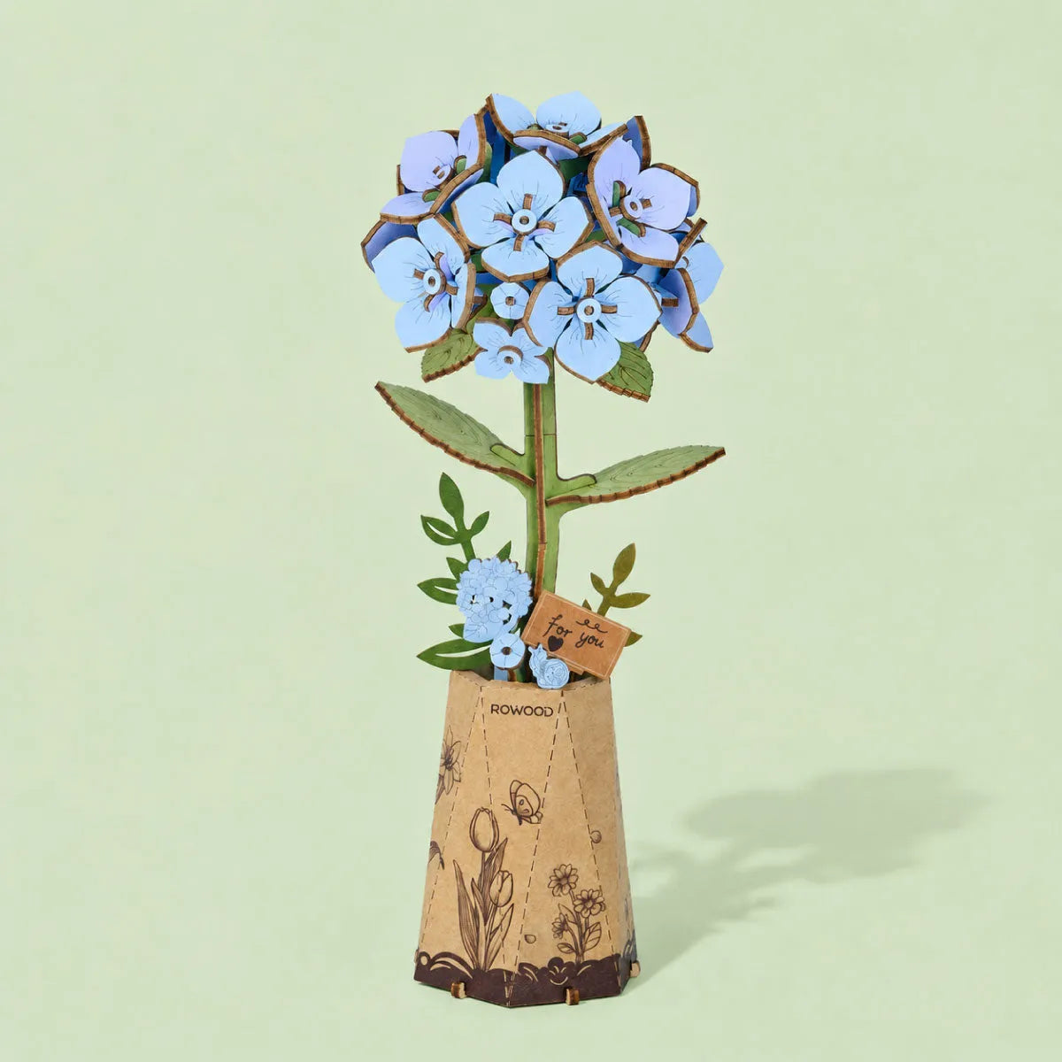 Rowood Blue Hydrangea DIY Flower Wooden 3D Puzzle TW141