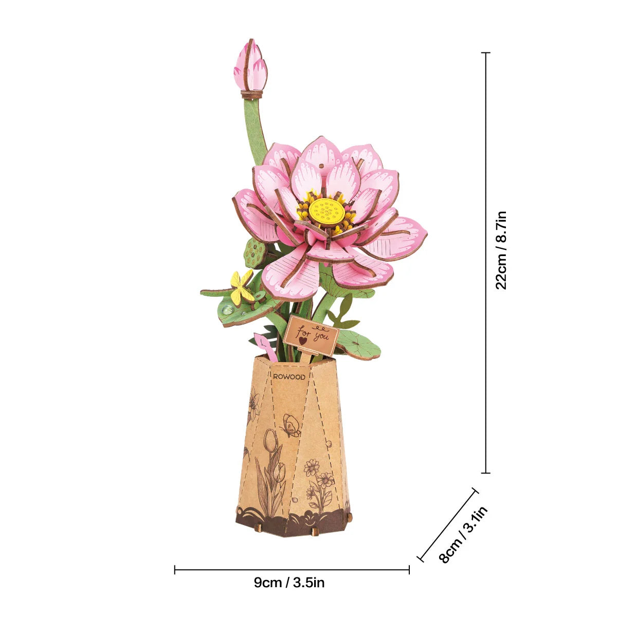 Rowood Lotus DIY Wooden Wooden Flower 3D Puzzle TW151