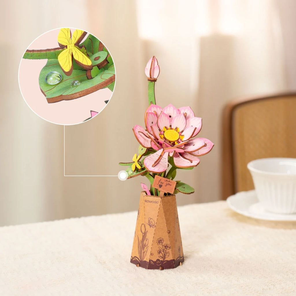Rowood Lotus DIY Wooden Wooden Flower 3D Puzzle TW151