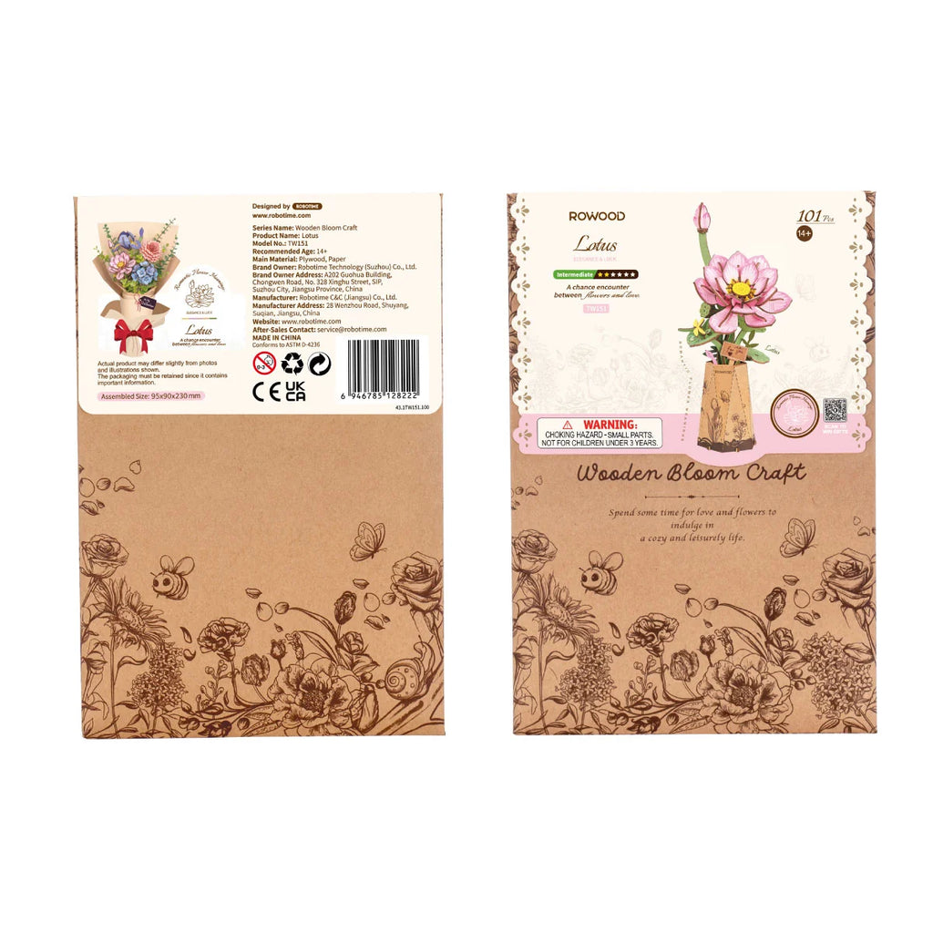 Rowood Lotus DIY Wooden Wooden Flower 3D Puzzle TW151
