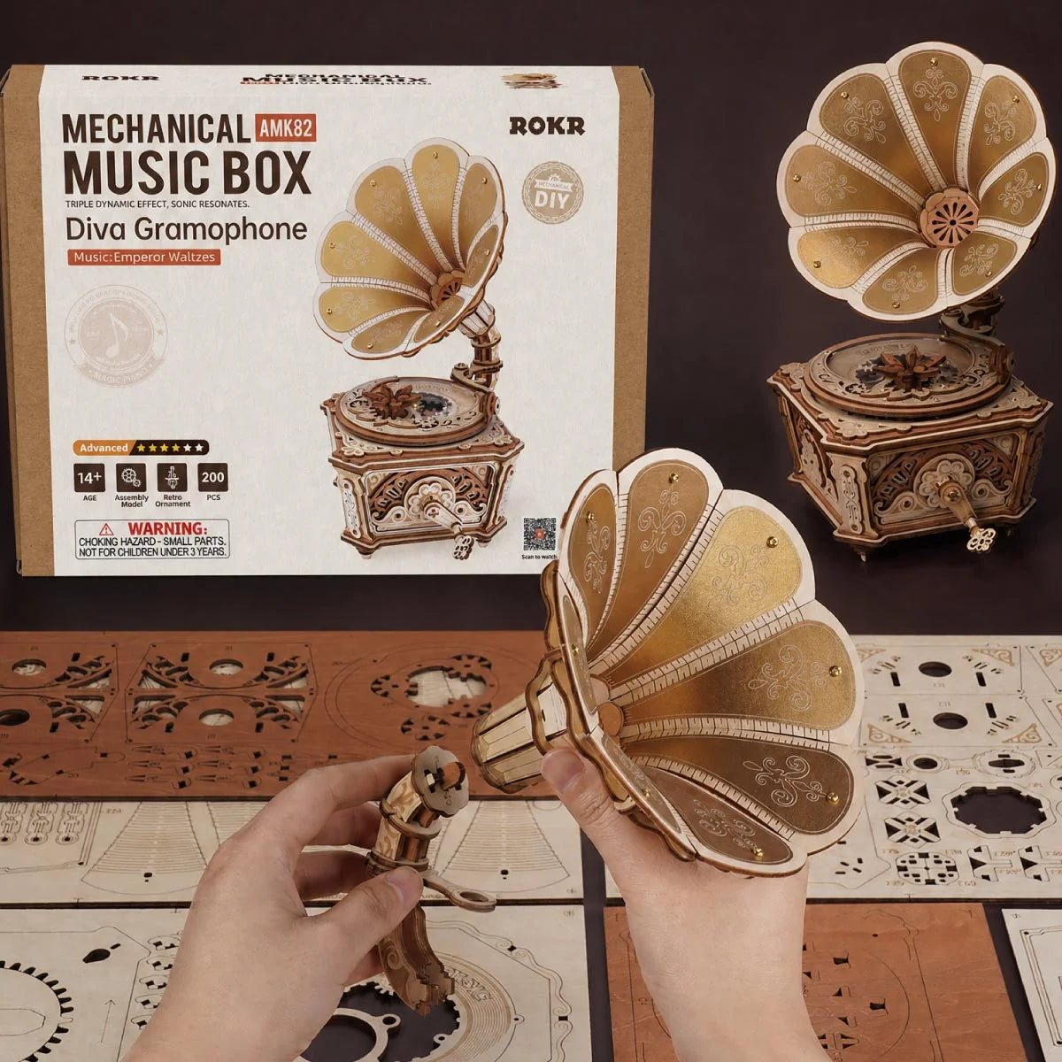Rolife 3D Wooden Puzzle -Diva Gramophone Music Box AMK82